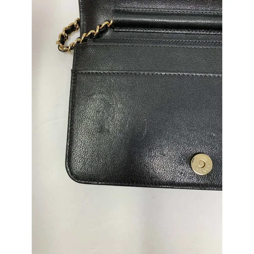 Chanel Chevron Mademoiselle Wallet On Chain Black Caviar Leather